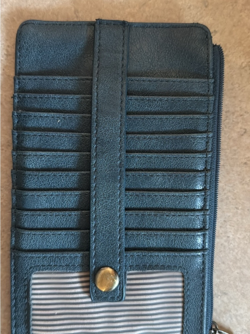 Joy Susan Black Multi-Card Wallet with Zippered Coin Pocket and Snap Strap